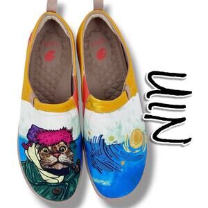 UIN The Cat Master Toledo Art Travel Canvas Slip-On Loafters Mens Size 12